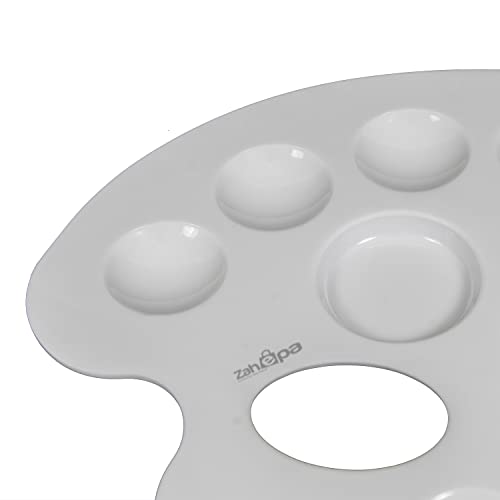 Zahepa Oval Paint Tray Palette with Thumb Hole, 12 Compartments, Watercolor | Durable Lightweight Plastic Art Supplies For Acrylic, Oil, And Mixing Paints, Reusable And Stackable For School Or Studio Use - style: Oval - 12 Compartments