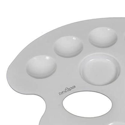 Zahepa Oval Paint Tray Palette with Thumb Hole, 12 Compartments, Watercolor | Durable Lightweight Plastic Art Supplies For Acrylic, Oil, And Mixing Paints, Reusable And Stackable For School Or Studio Use - style: Oval - 12 Compartments