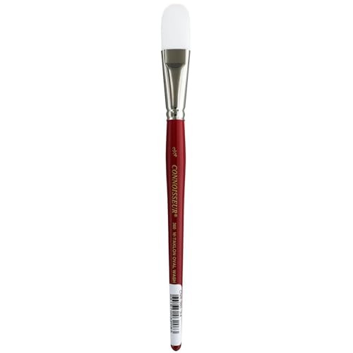 Connoisseur Brush White Taklon Short Oval .75" - size: 3/4-inch, style: Oval Wash