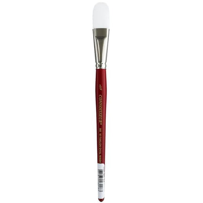 Connoisseur Brush White Taklon Short Oval .75" - size: 3/4-inch, style: Oval Wash