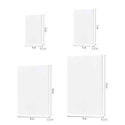 Hestya 12 Pcs Blank Canvas Painting 4 x 6/5 x 7/8 x 10/9 x 12 Inch | Pre-stretched Primed White Canvas, Acrylic Oil Paint Ready, Art Classroom Studio Supplies, Christmas Craft DIY Projects - size: 4 x 6 Inches/ 5 x 7 Inches/ 8 x 10 Inches/ 9 x 12