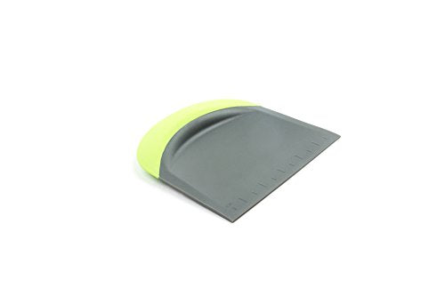 Fox Run Dough and Bowl Scraper, 4.75" Flat Edge Bench Scraper, Green | Durable & Dishwasher Safe Nylong & Silicone Bench Scraper | Easily Scrape Dough, Scrape Bowls & Cut Dough | Baking Gadget - style: Flat Edge Scraper