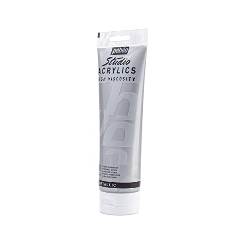 PEBEO Studio Acrylics High Viscosity, Fine Acrylic, 250 ml - Iridescent Silver, 8.45 Fl Oz (Pack of 1) - color: Iridescent Silver, size: 8.45 Fl Oz (Pack of 1)