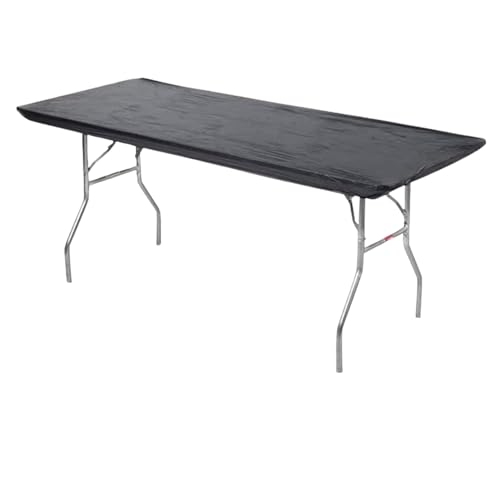 6' Rectangle Plastic Table Covers 30" x 72", Bundle of 5 (Black) - color: Black