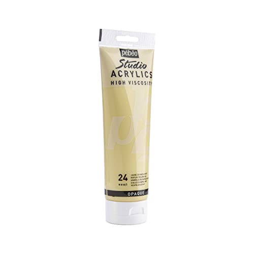 Pebeo Studio Acrylics High Viscosity, Fine Acrylic, 250 ml - Naples Yellow Hue - color: Naples Yellow Hue, size: 8.45 Fl Oz (Pack of 1)