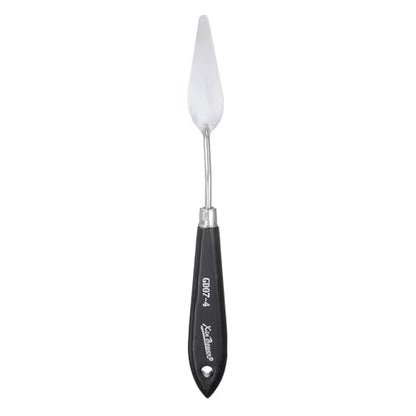 HARFINGTON Palette Knife Painting Tool 8.46" Stainless Steel Pointed Blade Spatula Painting Pallet Knife with Hole Design Beech Wood Handle for Oil Acrylic Canvas, Black/Silver - size: 8.46" x 2.64" x 0.83"
