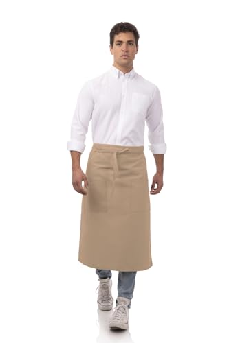 Chef Works Unisex Two Pocket Bistro Apron - color: Khaki