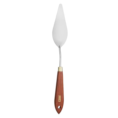 HARFINGTON Palette Knife Painting Tool 3.94" x 1.42" Stainless Steel Teardrop Blade 10.24" Length Spatula Painting Pallet Knives with Hole Beech Wood Handle for Oil Acrylic Canvas, Red/Silver - size: 10.24" x 1.42" x 3.94"