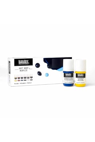 Liquitex Soft Body Acrylic Paint, 6 x 22ml (0.74-oz), Mixing Set | Low Viscosity, Highly Pigmented, Satin Finish, Retains Subtle Brush Strokes, Great Surface Coverage, Highly Versatile - style: Mixing Set 6 x 22ml (0.74-oz)