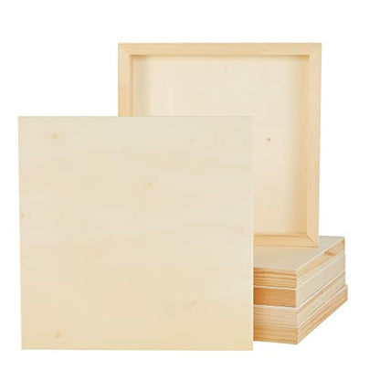 Bright Creations Art Supplies Wood Panels for Painting - 10x10 in, 0.83 in Cradle Depth, Unfinished, Pack of 6 - Cradle Boards for Painting & Craft Boards for Wall Art - size: Square 10x10in