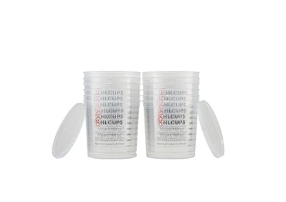 12 Pcs cups and 4 lids 160 oz Graduated Paint Mixing Cups 5 Quart Disposable Clear Paint Mixing Bucket Plastic Epoxy Measuring Cups with Ratios on Side of Cup for Resin, Epoxy, Art