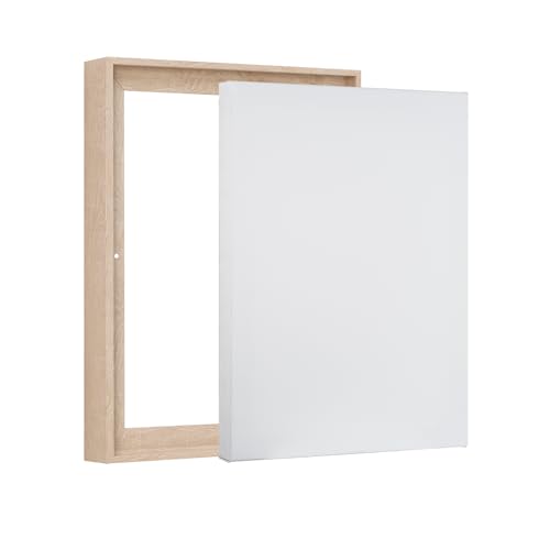 PIXY CANVAS Value Pack of 8x10 Stretched Canvas 1-1/2 (1.5) inch deep and Floater Frame for Your Paintings/Artwork/Wall Art/Wall Decor (Nordic White Oak, 8 x 10 inch, Portrait) - color: Nordic White Oak, size: 8 x 10 inch