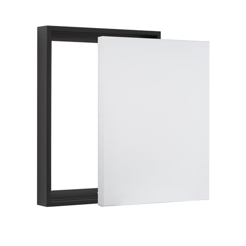 Pixy Canvas Value Pack of 8x10 Stretched Canvas 1-1/2 (1.5) inch deep and Floater Frame for Your Paintings/Artwork/Wall Art/Wall Decor (Black Stripe, 8 x 10 inch, Portrait) - color: Black Stripe, size: 8 x 10 inch