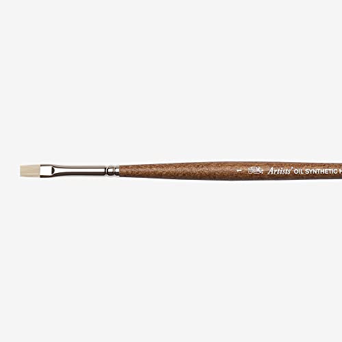 Winsor & Newton Artists' Oil Synthetic Brush, Bright #1 | Synthetic Flagged Bristles, Excellent Color Carrying Capacity, Handmade in England, For Oil Paint - style: Bright #1