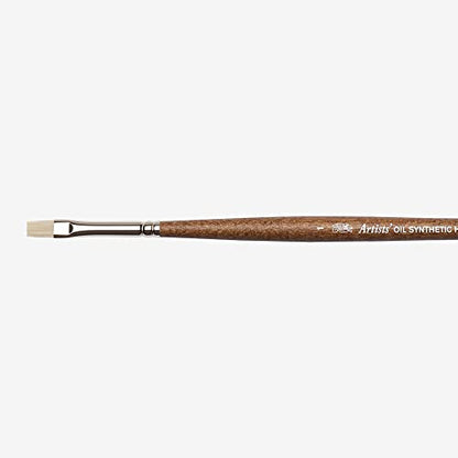 Winsor & Newton Artists' Oil Synthetic Brush, Bright #1 | Synthetic Flagged Bristles, Excellent Color Carrying Capacity, Handmade in England, For Oil Paint - style: Bright #1