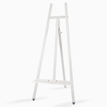 A-Frame Wooden Display Easel, Lyre Beechwood Studio Easel Stand, White | Adjustable Holding Canvas Up to 90", Inclinable Artist Floor Painting Easel for Artwork Painting - color: White