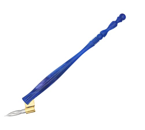 Gullor Oblique Calligraphy Dip Pen Nib Holder, Removable Nib Pen Handle Stand with 33 Nibs, Blue - color: Blue