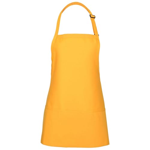 FAME® 3 Pocket Adjustable Unisex Bib Apron - F10 - Restaurants, Home, Hobbyist, Chef, Paint Party, Gardener, Grocery Store - color: Yellow, size: One Size