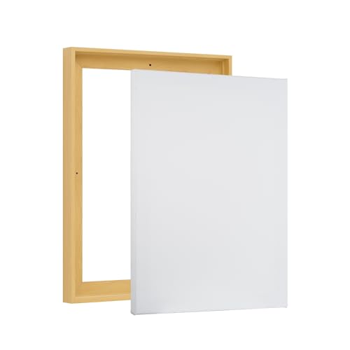 Value Pack of 11x17 Stretched Canvas 3/4 (0.75) inch deep and Floater Frame for Your Paintings/Artwork/Wall Art/Wall Decor (Light Maple, 11 x 17 inch, Portrait) - color: Light Maple, size: 11 x 17 inch