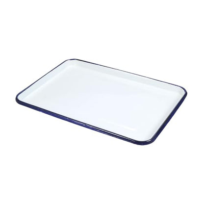 HARFINGTON Butcher Tray Palette 15" x 11" Metal Triple Enamel Coated Rectangular Tray Holder Artist Painter Painting Tool for Art Paint Acrylic Watercolor Mixing - size: 15" x 11"