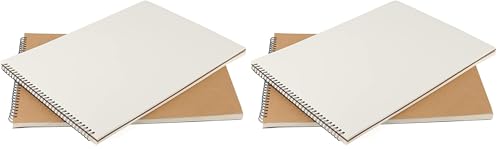 SENJEOK 2 PCS A3 Spiral Bound Drawing Pad, 11.7 x 16.5 Inch Brown Cover Sketchbook, A3 Landscape Sketch Pad for Painting, Doodling, 30 Sheets 60 Pages (Pack of 2) - size: A3 (Pack of 2)