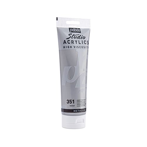 PEBEO Studio Acrylics High Viscosity, Fine Acrylic, 250 ml - Iridescent Silver, 8.45 Fl Oz (Pack of 1) - color: Iridescent Silver, size: 8.45 Fl Oz (Pack of 1)
