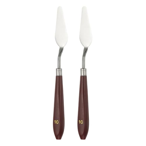 HARFINGTON 2pcs Palette Knife Painting Tool 2.4" x 0.87" Stainless Steel Art Spatula Pallet Knives Scrapers Tools with Plastic Handle for Acrylic Oil Canvas Mixing Spreading, Red/Silver - size: 2.4" x 0.87"