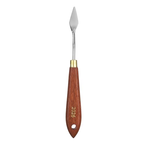 HARFINGTON Palette Knife Painting Tool 1.38" x 0.51" Stainless Steel Teardrop Blade 7.28" Length Spatula Painting Pallet Knives with Hole Beech Wood Handle for Oil Acrylic Canvas, Red/Silver - size: 7.28" x 0.51" x 1.38"