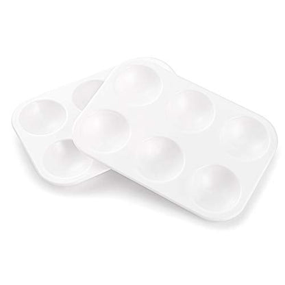 Cedilis 100 Pack White Art Paint Tray Palette, Rectangular Plastic Paint Tray for Kids, Adult, Student Watercolor Craft DIY Art Painting, 6 Wells, Easy to Clean