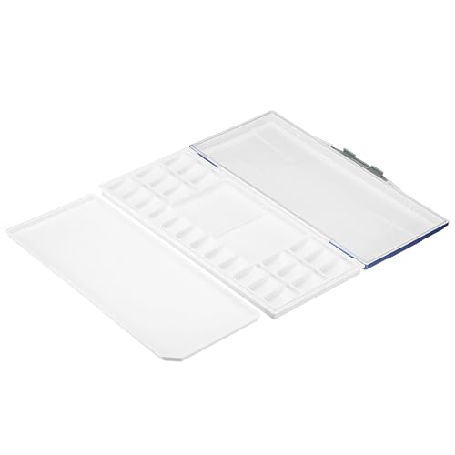 PATIKIL 24 Wells Paint Storage Box, Airtight Folding Detachable with 3 Extra Area Painting Palette for Watercolor Gouache Acrylic Oil Paint, Blue - color: Blue