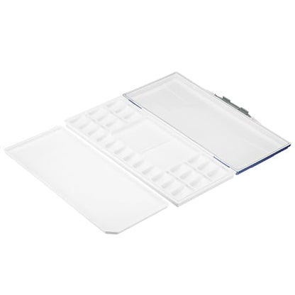 PATIKIL 24 Wells Paint Storage Box, Airtight Folding Detachable with 3 Extra Area Painting Palette for Watercolor Gouache Acrylic Oil Paint, Blue - color: Blue