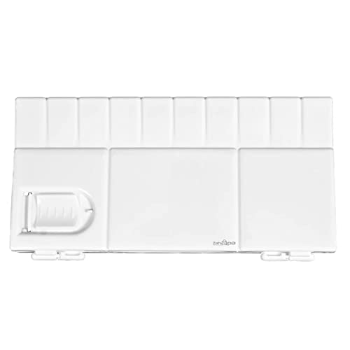 Zahepa Watercolor Palette Tray with Lid, 20 Wells, Large Paint Mixing Box | Foldable Travel-Friendly Design With Thumb Hole, Secure Locking Latch, 5 Extra Mixing Areas For Acrylic And Diy Crafts - style: Rectangle - 25 Compartments