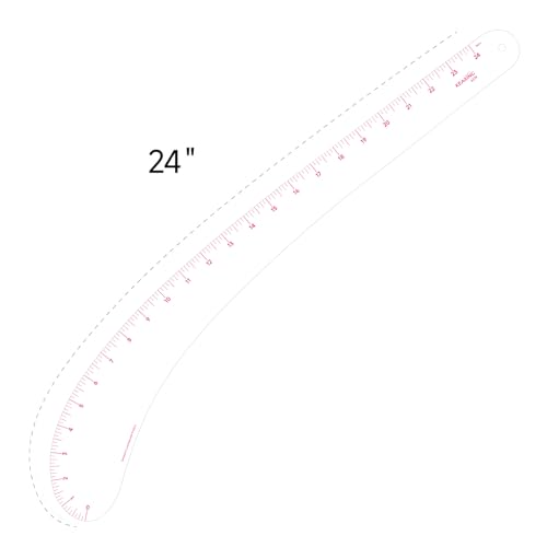 24" French Curve Ruler - Clear Plastic Sewing Pattern Making Tool | Transparent 24" plastic french curve with sandwich line scale that never rubs off. Smooth grading ruler for sewing - style: 6224(24")