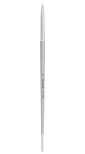 Silver Brush Limited Silverwhite Round Watercolor Paintbrush, Size 8 | Long Handle, Acrylics, Gouache, Inks, Dyes, Soft Fine Point Faux Sable Bristle, Superb Color Absorbency, Thin and Broad Lines - size: Size 8