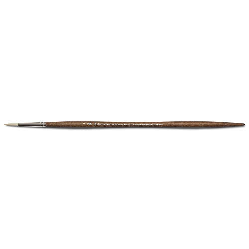 Winsor & Newton Artists' Oil Synthetic Brush, Round #3 | Synthetic Flagged Bristles, Excellent Color Carrying Capacity, Handmade in England, For Oil Paint - style: Round #3