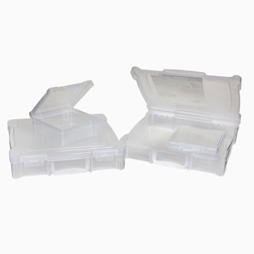 ArtBin 4-Piece Scrapbook Storage Set, Two 12x12 and Two 6x6 Boxes | Set of 4: Two 12x12 Boxes and Two 6x6 Boxes, Carry Handles, Stackable, Durable Craft Storage - size: 12" x 12" & 6" x 6" - 4-Piece Set (2 of Each)