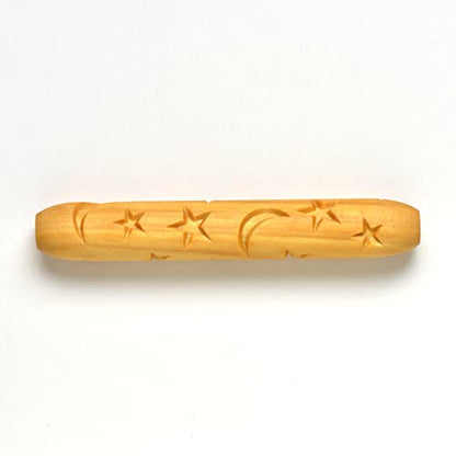 MKM Pottery Tools Wood Hand Rollers for Clay (HR-36 Stars and Moons) - size: HR-36 Stars and Moons