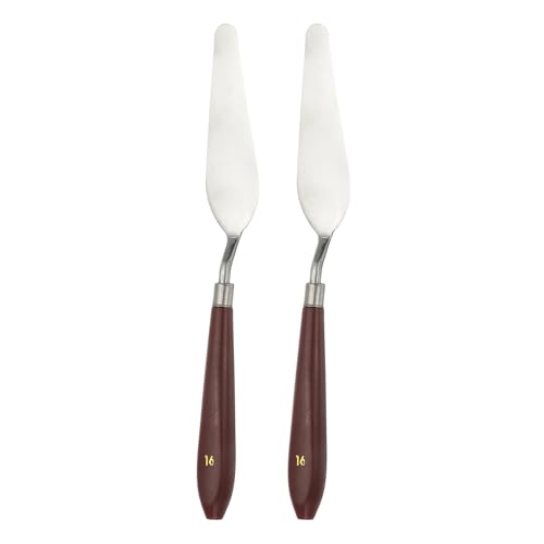 HARFINGTON 2pcs Palette Knife Painting Tool 3.74" x 1.1" Stainless Steel Art Spatula Pallet Knives Scrapers Tools with Plastic Handle for Acrylic Oil Canvas Mixing Spreading, Red/Silver - size: 3.74" x 1.1"