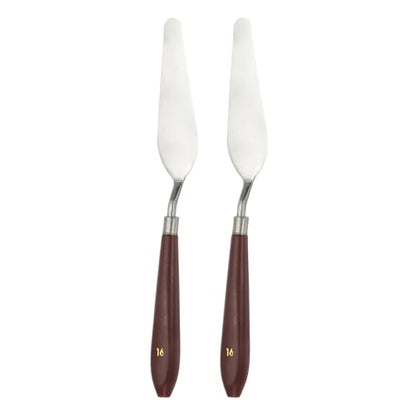 HARFINGTON 2pcs Palette Knife Painting Tool 3.74" x 1.1" Stainless Steel Art Spatula Pallet Knives Scrapers Tools with Plastic Handle for Acrylic Oil Canvas Mixing Spreading, Red/Silver - size: 3.74" x 1.1"