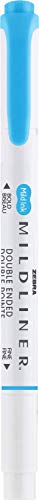 Zebra Pen MILDLINER No Bleed Highlighter, Cyan Color, Dual Tip, 12-Pack | Broad and Fine Point Tip Marker Set, Ideal for Bible Highlighting, Journaling, Office, School and Teacher Supplies (78560upc) - color: Cyan