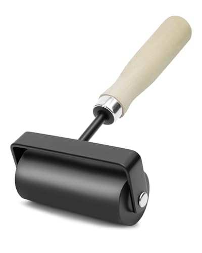 UCEC 3in Wooden Brayer Roller for Printmaking, Durable for Gluing & Crafts | Wooden Handle Durable Rubber Brayer Roller for Woodworking, Paint, Diamond Painting & Block Printing, Great for Gluing - color: 3 Inch-Wooden Handle