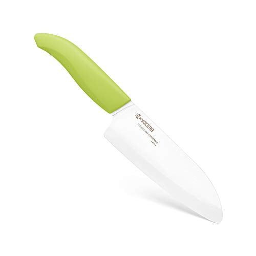 KYOCERA Revolution 2-Pc Ceramic Knife Set: 5.5” Santoku & 4.5” Utility | KYOCERA Revolution Ceramic Knife Duo: 5.5” Santoku & 4.5” Utility Blades for Precise Slicing, Trimming, and Daily Meal Prep - color: White/Green