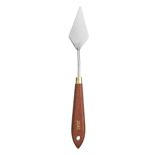 HARFINGTON Palette Knife Painting Tool 2.76" x 1.3" Stainless Steel Teardrop Blade 8.66" Length Spatula Painting Pallet Knives with Hole Beech Wood Handle for Oil Acrylic Canvas, Red/Silver - size: 8.66" x 1.3" x 2.76"