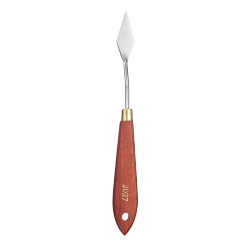 HARFINGTON Palette Knife Painting Tool 1.77" x 0.67" Stainless Steel Teardrop Blade 7.87" Length Spatula Painting Pallet Knives with Hole Beech Wood Handle for Oil Acrylic Canvas, Red/Silver - size: 7.87" x 0.67" x 1.77"