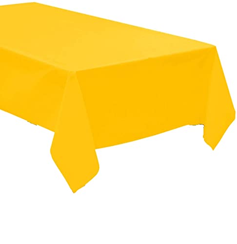 Pack of 4: Disposable Plastic Tablecloths/Table Covers, 54 x 108 inches Rectangle Table Cover Waterproof & Disposable – Ideal for Birthday Parties, Weddings, Picnics, and Events (Yellow) - color: Yellow