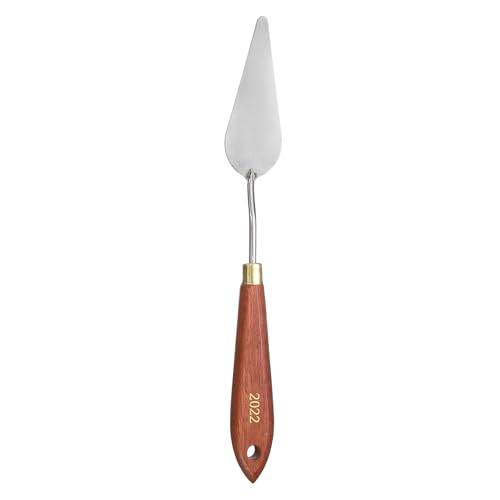 HARFINGTON Palette Knife Painting Tool 3.23" x 1.14" Stainless Steel Teardrop Blade 9.45" Length Spatula Painting Pallet Knives with Hole Beech Wood Handle for Oil Acrylic Canvas, Red/Silver - size: 9.45" x 1.14" x 3.23"