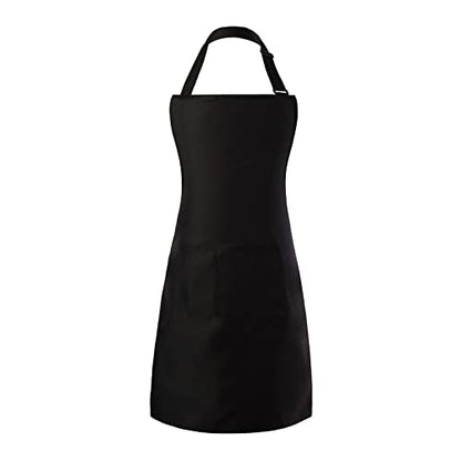 Tosewever Chef Apron Hat Set for Women and Men, Adjustable Bib Apron with 2 Pockets Costume Apron for Father Kitchen Cooking - color: Black