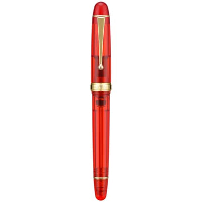 Asvine V126 Vacuum Filling Fountain Pen, Transparent Red Acrylic Stub Nib 1.1mm Calligraphy Art Drawing with Case Set - color: Transparent Red, style: Stub Nib