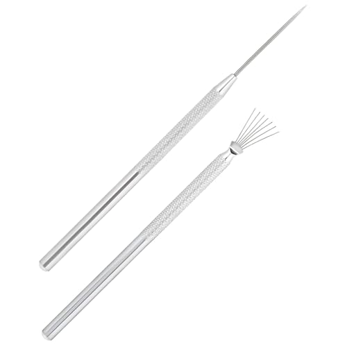 YTgilo 4PCS Pottery Modeling and Carving Tool Set with Steel Serrated Ribs Clay Detail Needles Wire Needle Tools Suitable for Ceramic Texture Creation Carving Modeling