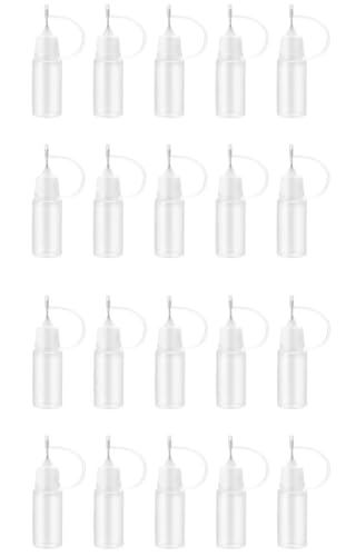 Precision Tip Applicator Bottles, Clear Plastic, 10ml Capacity, 20 Pack, With Needle Tip for Crafts, Glue, Paint